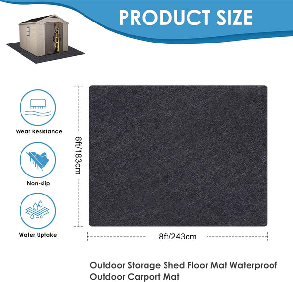 Outdoor Storage Shed Mat，Waterproof and Dustproof Outdoor Carport Mat—Backing Prevents Liquid Penetration，Soft Material, Patio Furniture