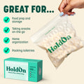 HoldOn Compostable Zip Lock Sandwich Bags, 200 Bags - Leak Proof Sandwich Size Storage Bags for Travel & Kitchen Meal Prep & On-The-Go Snacks -