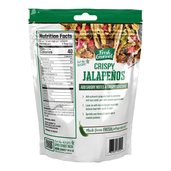 Fresh Gourmet Crispy Lightly Salted Jalapenos | 3.5 Ounce, Pack of 6 | Low Carb | Crunchy Snack and Salad Topper