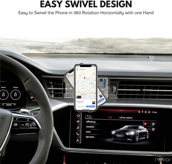 Navor Universal Air Vent Magnetic Car Mount in Black for iPhones and Android Devices