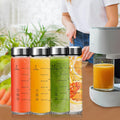 16oz Juice Bottles - 6 Pack Wide Mouth Glass Bottles with Lids- BPA Free, Stainless Steel Lids for Juicing, Smoothies, Infused Water, Beverage