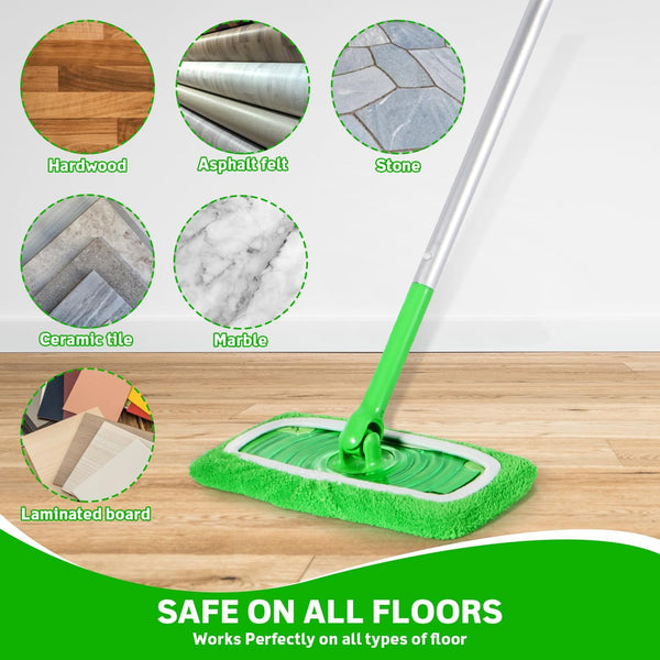 Reusable Microfiber Mop Pads Compatible with Swiffer Sweeper, 3 Pack Dry Sweeping Cloths & Wet Mopping Cloths, Washable Pads for Hardwood Floor