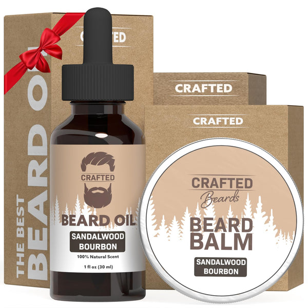 Beard Care Kit - Softer, Smoother, Moisturized Beard - Beard Oil and Balm - Gift Set (Sandalwood Bourbon) Sandalwood Bourbon 2 Piece Set