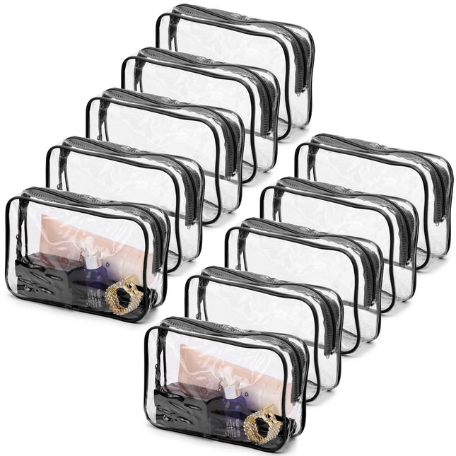 Tbestmax 10 Pack Clear Cosmetic Bags Makeup Bags Portable Waterproof TSA Approve