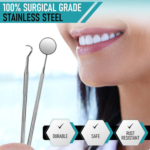 Dental Kit Tools, 10 Pack Stainless Steel Plaque Remover, Dental Tools to Remove Plaque and Tartar, Oral Care Kit with Plaque Cleaner, Tartar