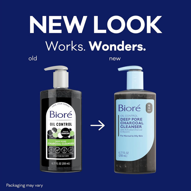 Biore Deep Pore Charcoal Face Wash, Daily Facial Cleanser for Dirt & Makeup Remo