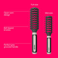 Conair Grip & Lift Vent Hairbrush, Full-Size and Mid-Size Brush Set, Nylon Bristle Hair Brushes for Blowout Styling, Value Pack, Color May Vary