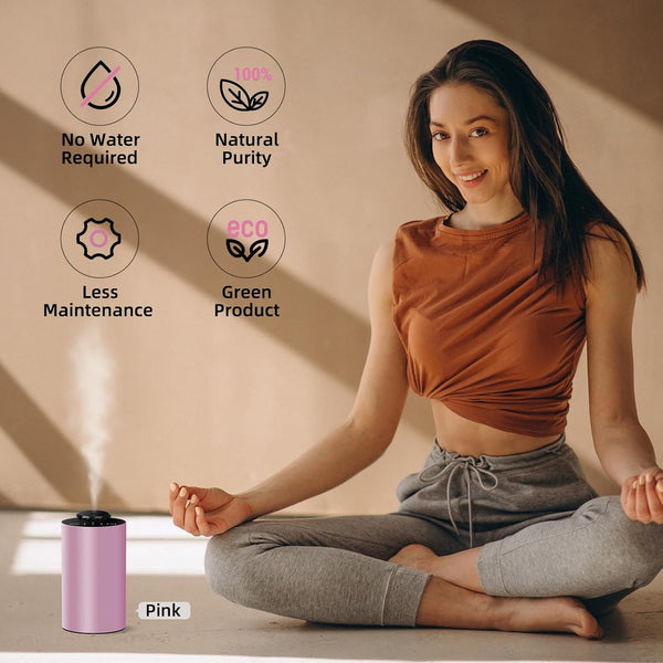 Waterless Essential Oil Diffuser Starter Kit - No Water Needed, Battery Operated Scent Diffuser Included 120ml Essential Oil, Portable Mini