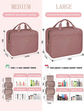 BALULHG Brown Toiletry Bag, Makeup Organizer, Travel Bag For Women Mens Toiletries, Waterproof with Hanging Hook, Large Capacity Brown Large