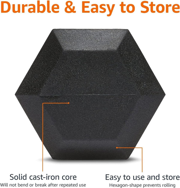 Amazon Basics Rubber Hex Dumbbell Hand Weight 20 Pounds 20 Pounds