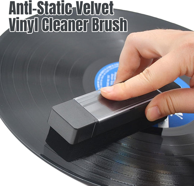 Sdroceryam Vinyl Record Cleaning Kit 3-In-1 Turntable Records Cleaner Anti-Static LP Velvet Record Cleaner Brush Stylus 