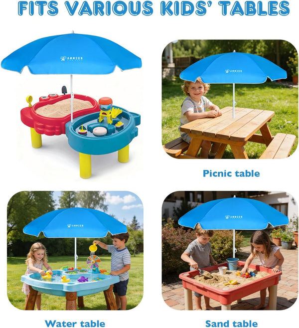 AMMSUN 5ft Kids Beach Umbrella for Picnic, Water Table, Sand Box Sun Shade | Durable Children Seaside Umbrella, UV protection, Ideal for sand