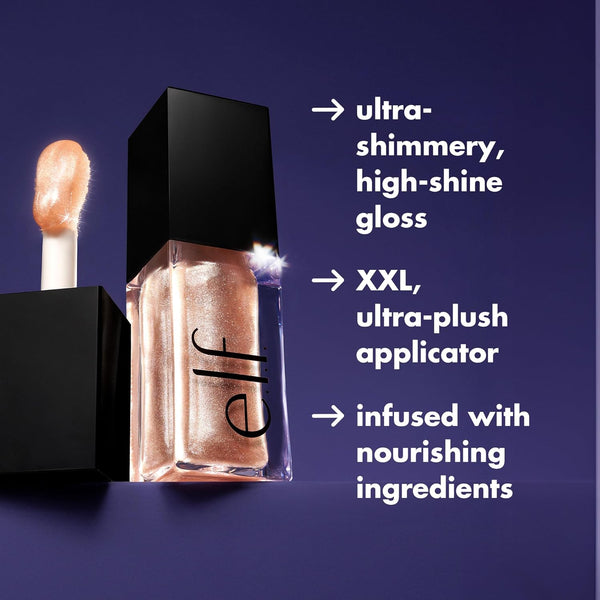 E.L.F. Glow Reviver Lip Oil, Nourishing and Hydrating with High-Shine Glimmer Finish & Sheer Wash of Color, Minty Scent, Non-Sticky, Vegan &