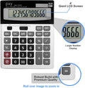 Desk Calculator 12 Digit Extra Large LCD Display, Touch Comfortable with Big Buttons, PXY Two Way Power Battery and Solar Standard Function Office