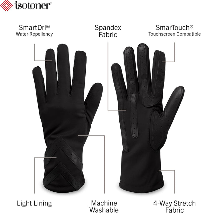 Isotoner Womens Spandex Touchscreen Cold Weather Gloves with Warm Fleece Lining 
