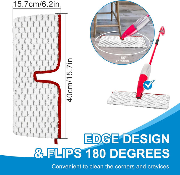 Microfiber Spray Mop Pads Compatible with Promist MAX Spray Mop, Spray Mop Refills for Ocedar Mop Replace Head Replacements, Double Sided Usable