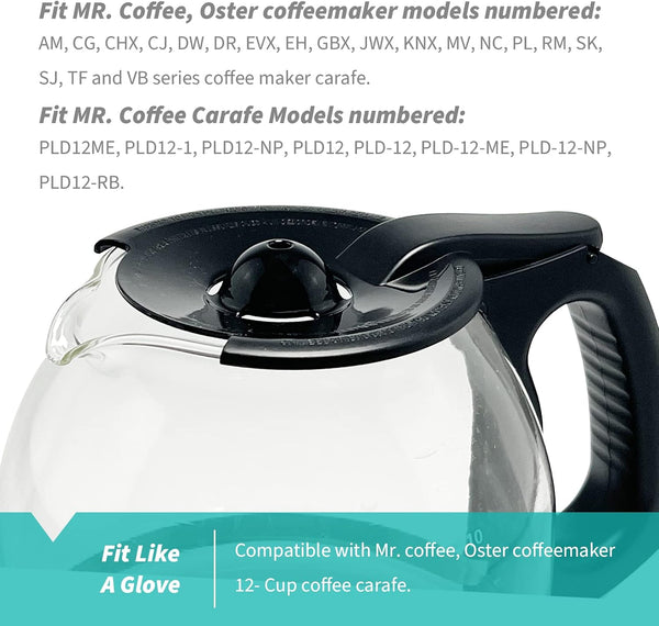 2-PACK Replacement Carafe Lid ONLY for Mr. Coffee 12 Cup Glass Coffee Carafe Pot, Part# 112435001000