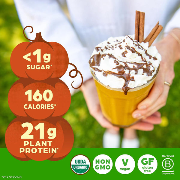 Orgain Organic Vegan Protein Powder, Pumpkin Spice Seasonal Flavor - 21g of Plant Protein, 5g Prebiotic Fiber, No Lactose Ingredients, No Added