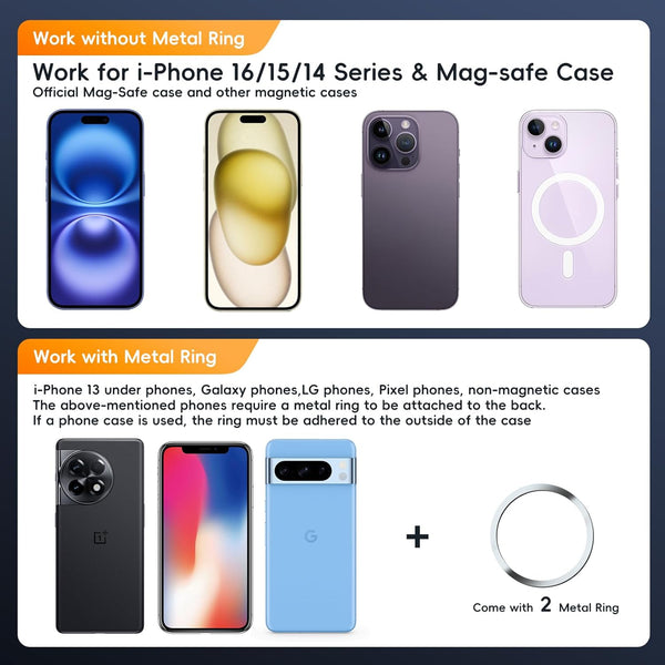 Vacuum Magnetic Phone Holder, Foldable & Retractable Magnetic Suction Cup Phone Mount, Double-Sided Magnetic Phone Stand for