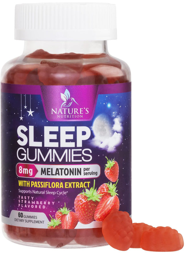 Sleep Gummy 8Mg Melatonin - Extra Strength Sleep Support with 20Mg Passiflora, N