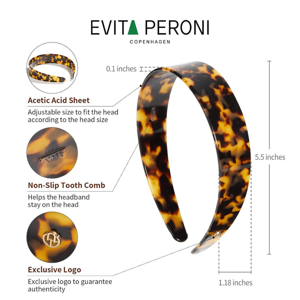 EVITA PERONI Tortoise Shell Headband for Women 1.18 Inches Hairbands