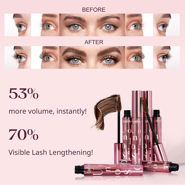 Unidollss Tubing Mascara Volume and Length Brown Lengthening Long Lasting All Day, No Smudging, No Clumping, Washable Voluminous Tubing Mascara