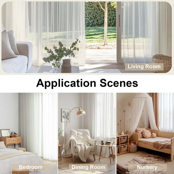 OWENIE Sheer Curtains 84 inch Length, Ivory Sheer Cutains 2 Panels Set for Bedroom/Living Room, Rod Pocket Voile Fimly Drapes, 2pcs, Each 42" W x