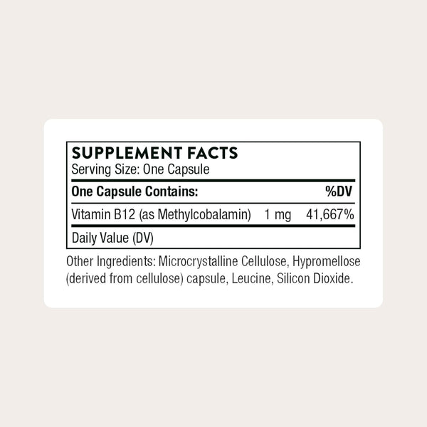 THORNE Vitamin B12 - as Methylcobalamin - Supports Heart & Nerve Health, Blood Cell Function, Healthy Sleep & Methylation* - Gluten, Dairy &
