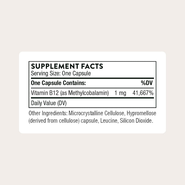 THORNE Vitamin B12 - as Methylcobalamin - Supports Heart & Nerve Health, Blood C