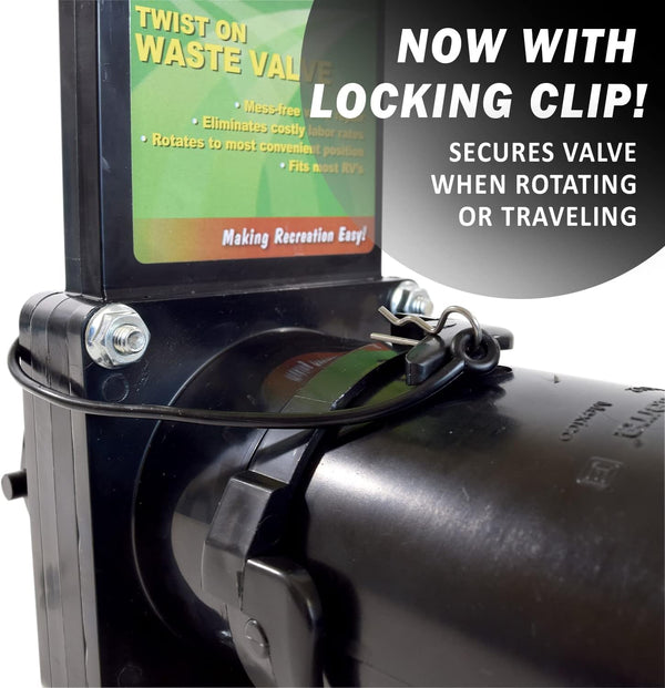 Valterra T58 Twist-On Waste Valve, Mess-Free Waste Valve for RV's, Campers, Trailers