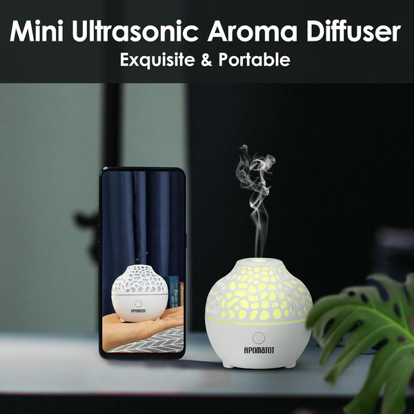 APOMOTOT 2 Pack Essential Oil Diffuser,Mini Portable Aromatherapy Diffusers,60Ml Cool Mist Humidifier with USB 7 LED Light Color,Waterless Auto