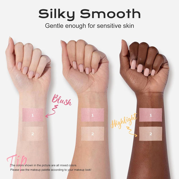 Color Nymph Multi-Colored Blush Highlighter Makeup Palettes | Highly Pigmented Soft Shimmer Powder | Vegan & Cruelty Free, Travel-Friendly Design