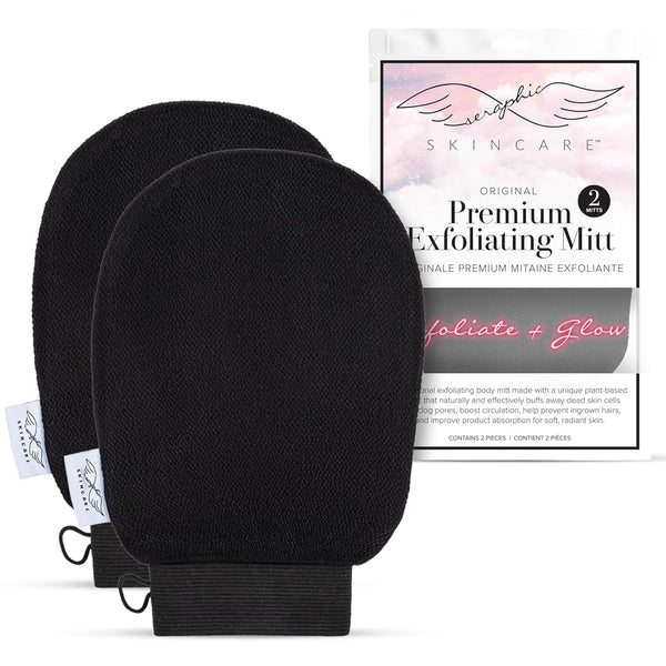 Seraphic Skincare (Original) Premium Exfoliating Mitt for Body (2Pc) â 100% Vegan Viscose Traditional Body Scrub Glove Kessa Korean Washcloth â