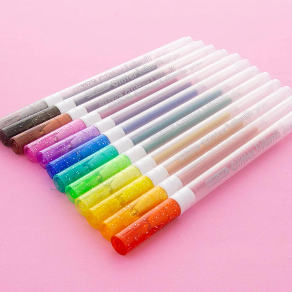 BAZIC Collorelli Gel Pen 1.0Mm Glitter Color, Acid Free Smooth Writing for Drawing Coloring Greeting Card Art Christmas Gift (12/Pack), 1-Pack
