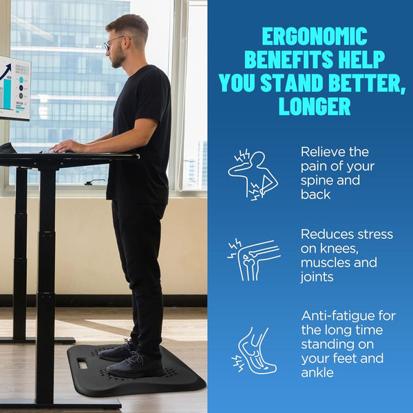 Standing Desk Mat, YESMET anti Fatigue Mat with Massage Points, Not-Flat Comfort Standing Mat for Standing Desk, Portable Ergonomic Mat for