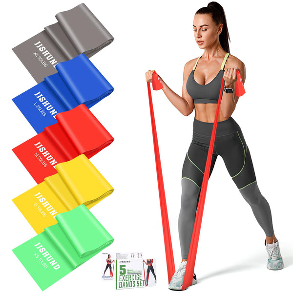 Resistance Bands, 5 Pcs Exercise Bands Elastic Stretch Bands for Fitness Yoga Pilates Stretching Strength Training, Workout Bands for Women and
