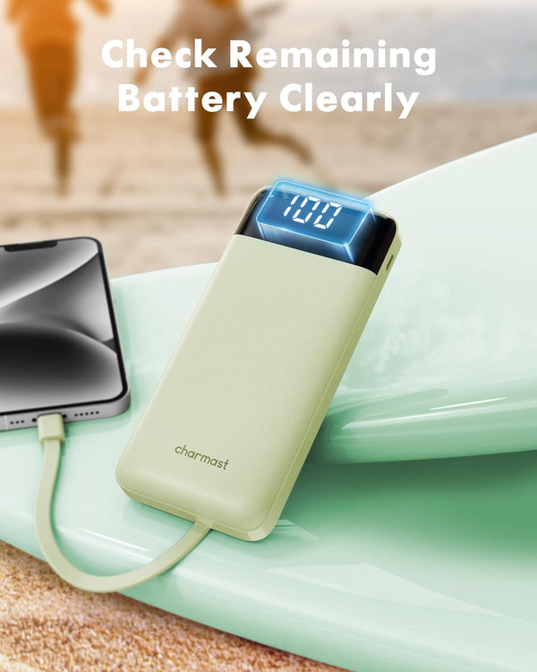charmast Portable Charger with Built-in Cables X 4, Portable Phone Charger MGreen