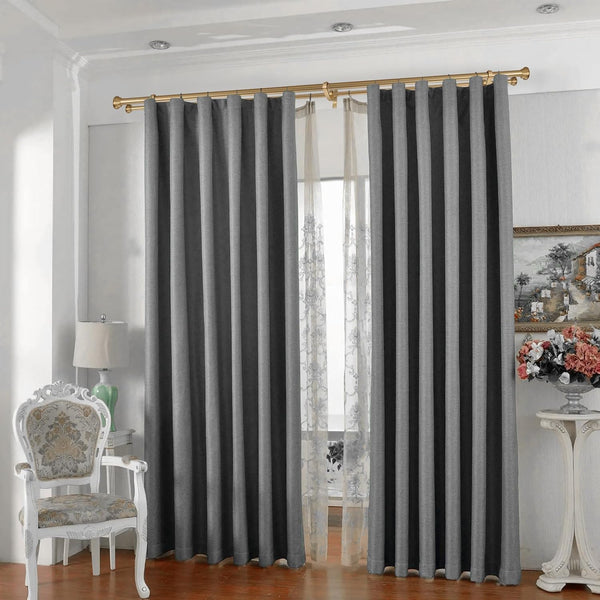 Modern Double Curtain Rods, Warm Gold Curtain Rod 72-144 Inch Length Drapery Rods with Simple Decorative End Caps 1 Inch Front and 5/8 Inch