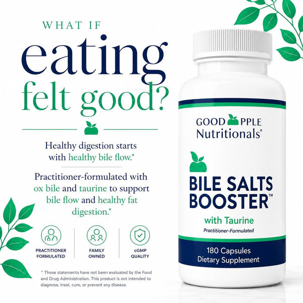 GoodApple Bile Salts Booster | Ox Bile + Taurine | Supports Fat Digestion & Healthy Bile Flow | Gallbladder Support | 180 Capsules*