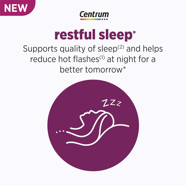 Centrum Restful Sleep Menopause Support Tablets, Supplement with Clinically Studied DailyZz and geniVida, 28 Count 28 Count (Pack of 1)