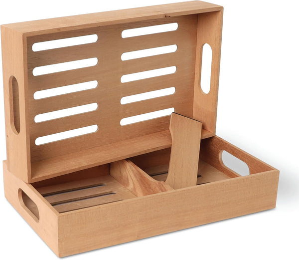 Mantello Cigars Spanish Cedar Cigar Tray - Adjustable Divider, Fits Large Humidors, for Humidor or Walk-in Closet 12.5" x 7.5"x 2.25