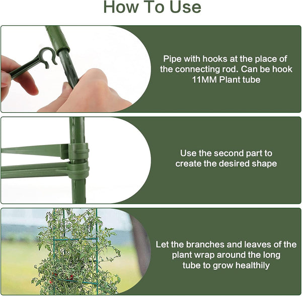 30PCS Stake Arms for Tomato Cage?Expandable Trellis Connectors-11.8" with 2 Buckles for Tomato Cage Attach 11Mm Diameter Plant Stakes
