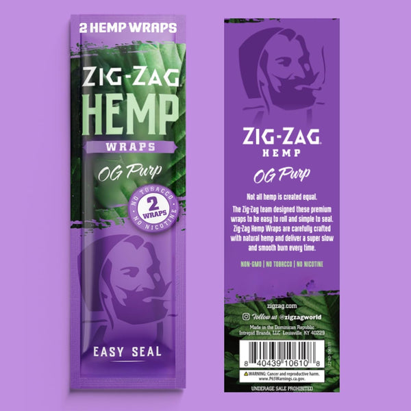 ZIG-ZAG Hemp Wraps 25-Pack - OG Purp (2 Wraps Per Pack) | slow burning xtra large rolling papers
