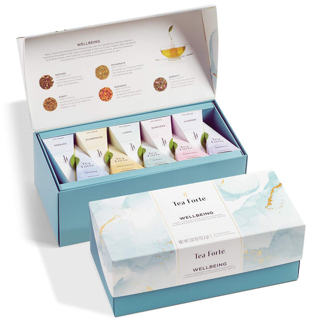 Tea Forte Wellbeing Assorted Presentation Box Tea Gift Set, 20 Count, 2 of Each 
