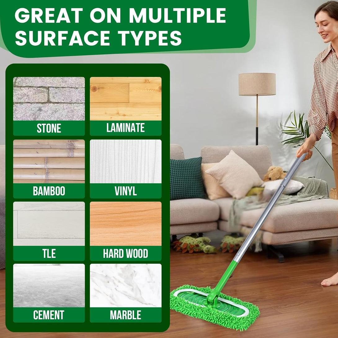 6Pcs Reusable Microfiber Mop Pads Compatible with Swiffer Sweeper Mop, Replacement Wet Mopping Pad Refills & Washable Dry Sweeping Cloths for Surface/Hardwood Floor Cleaning