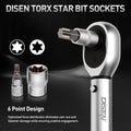 34-Piece 3/8'' Drive Torx Star Bit sockets CR-V E-Socket Set, E4-20, T10-60, Tamper Proof Set TT10-TT55, 5/16"F to 3/8"M adapter with Storage