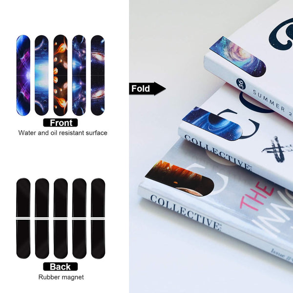 30 Pieces Universe Galaxy Magnetic Bookmark,MWOOT Starry Sky Magnet Page Book Markers Set,Assorted Magnetic Page Clips Bookmarks for Students
