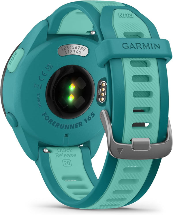 Garmin Forerunner 165 Music GPS Running Smartwatch, Fitness Tracker Smart Watch for Women and Men Bundle with Accessories - Turquoise/Aqua