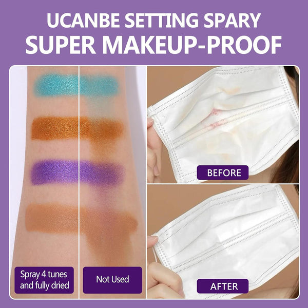 Long Lasting Makeup Setting Spray Kit- 6.76 Fl oz Hydrating Matte Finish Mist Lightweight Face Make up Fixer +Travel Size Spray Bottle+Sponge Puff
