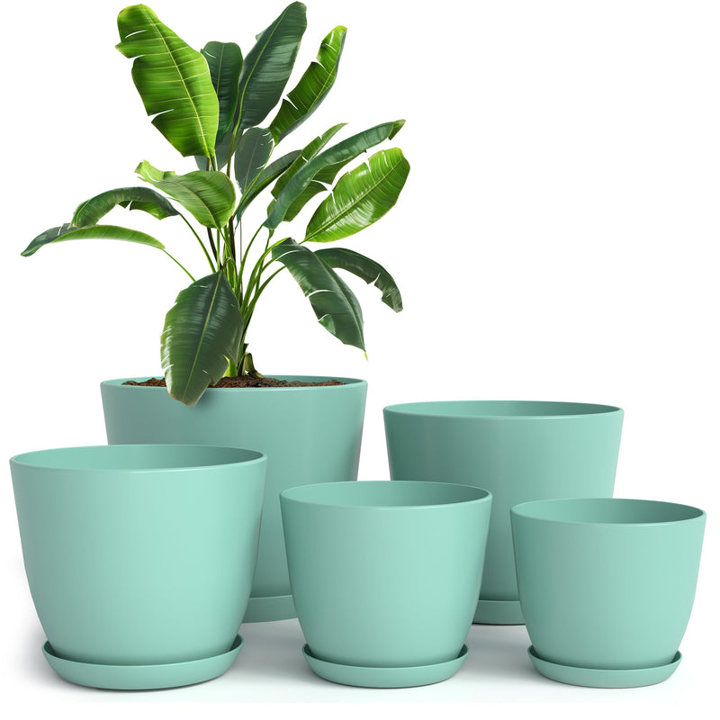 Utopia Home - Plant Pots Indoor with Drainage - 7/6.6/6/5.3/4.8 Inches Home Decor Flower Pots for Indoor Planter - Pack of 5 Plastic Planters for